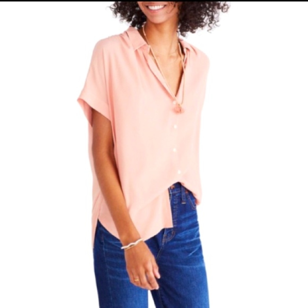 Madewell Central Drapey Shirt in Rosé Blush Pink